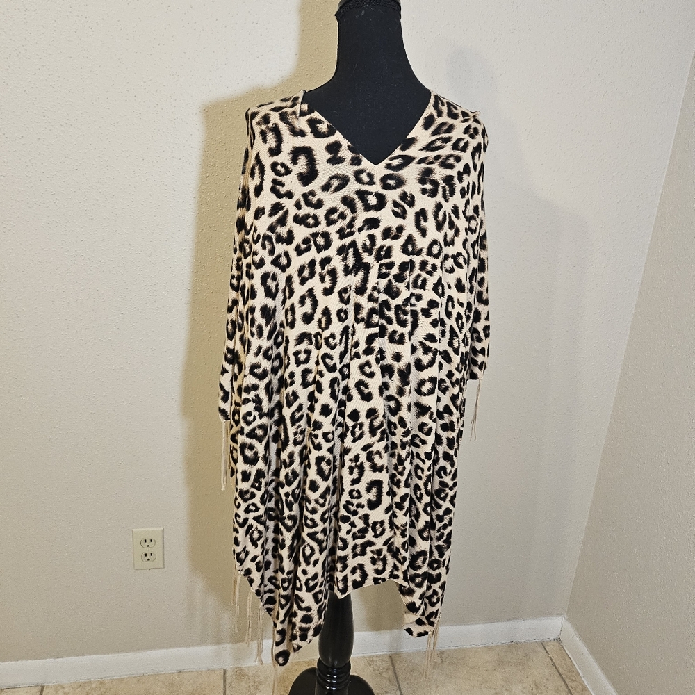 Chico's Animal Print Knit Poncho - Picture 6 of 7